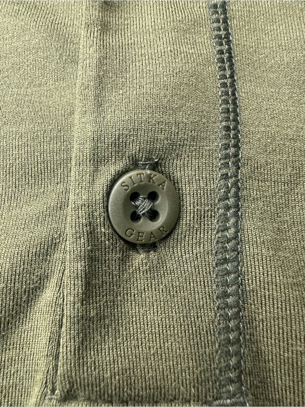 Men's Long-Sleeve Henley Shirt in Army Green - Picture 5 of 12